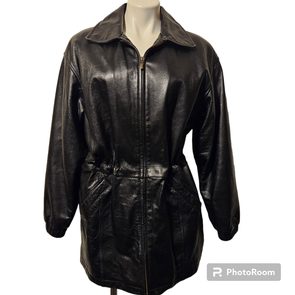 Wilson Women's Black Leather Jacket Zip Front